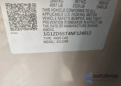 2022 Chevrolet Malibu Fwd Lt from USA, damaged, VIN 1G1ZD5ST4NF124012